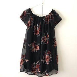 💜2 for 12💜Velvet floral off the shoulder dress